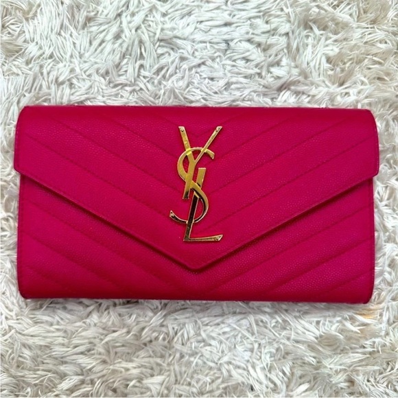 Yves Saint Laurent Fuchsia Leather Wallet - Picture 2 of 10
